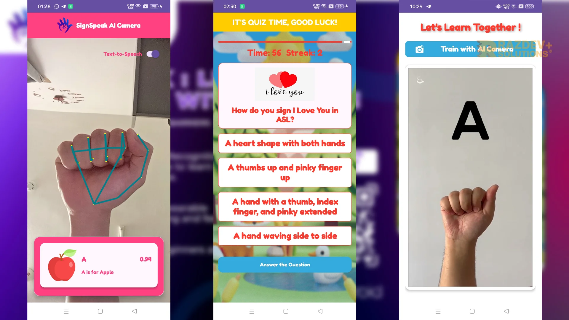 Sign Language Learning App with AI Camera