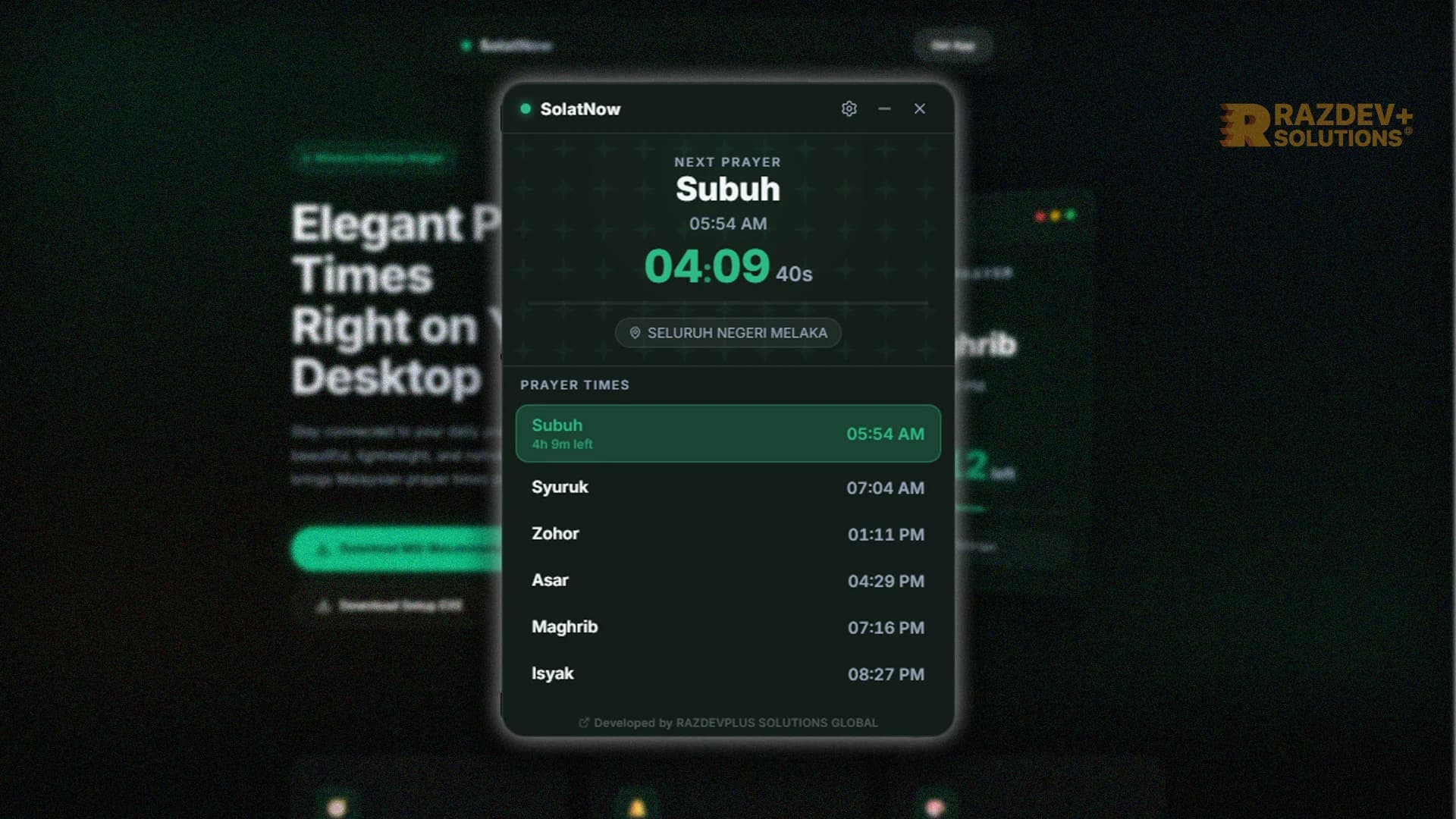 Malaysia Prayer Times Windows Widget